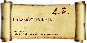 Latzkó Patrik névjegykártya